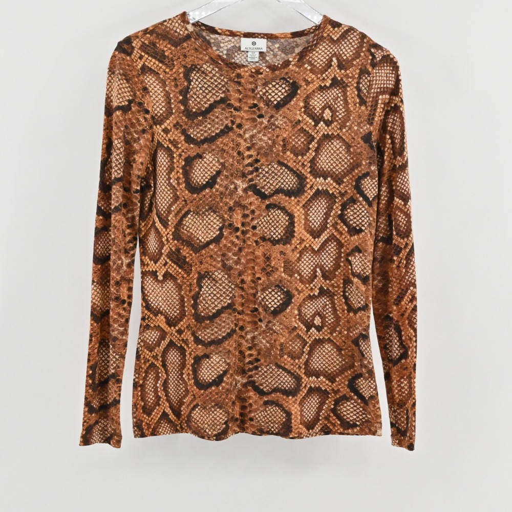 Altuzarra x Target Womens Snakeskin Print Long Sleeve Top Size S Brown Mob Wife‎